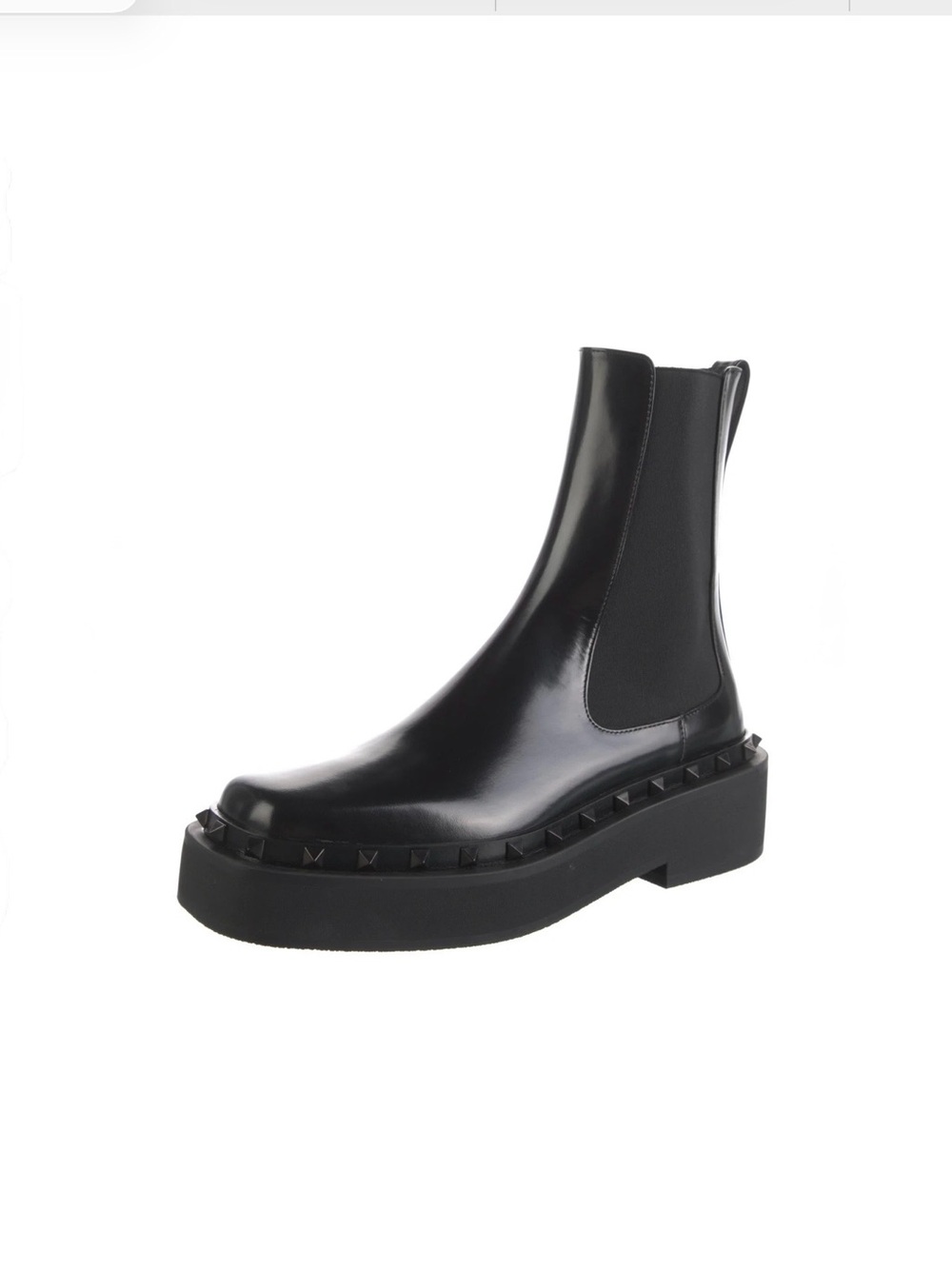 Valentino Garavani Black Platform Chelsea Boot with Stud Trim EUR SIZE 39